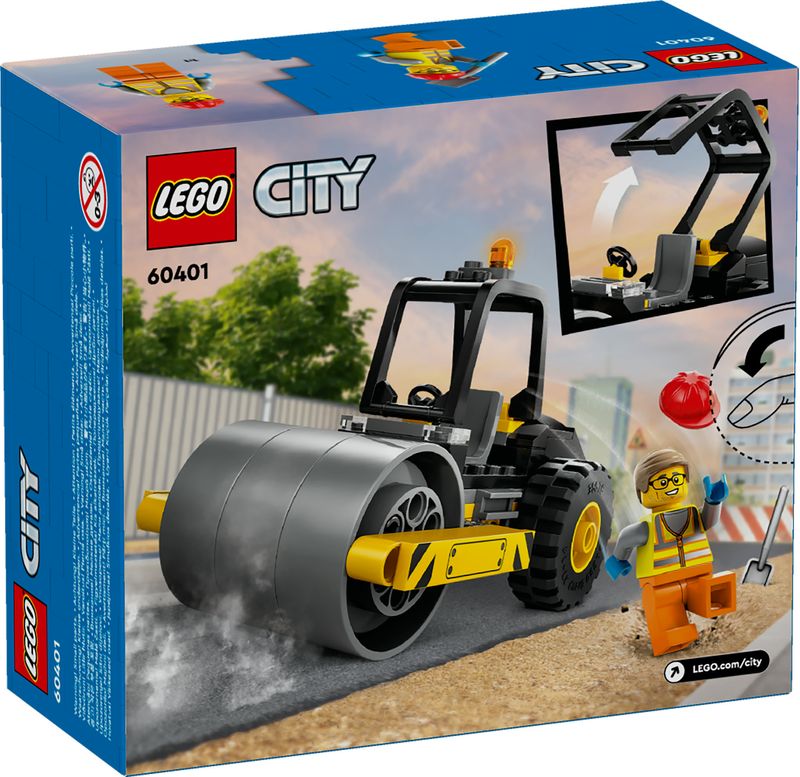 LEGO-City-60401-Rullo-Compressore-Set-di-Costruzioni-Giocattolo-per-Bambini-di-5--Anni-Veicolo-da-Cantiere-con-Operaio-Edile