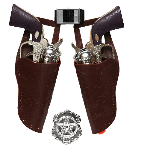 Giocoscuolaregalo  Pistola Sceriffo Bambino Set 2 Pistole Cow Boy 2 Fondine Cinturone Distintivo Stella Sceriffo Set
