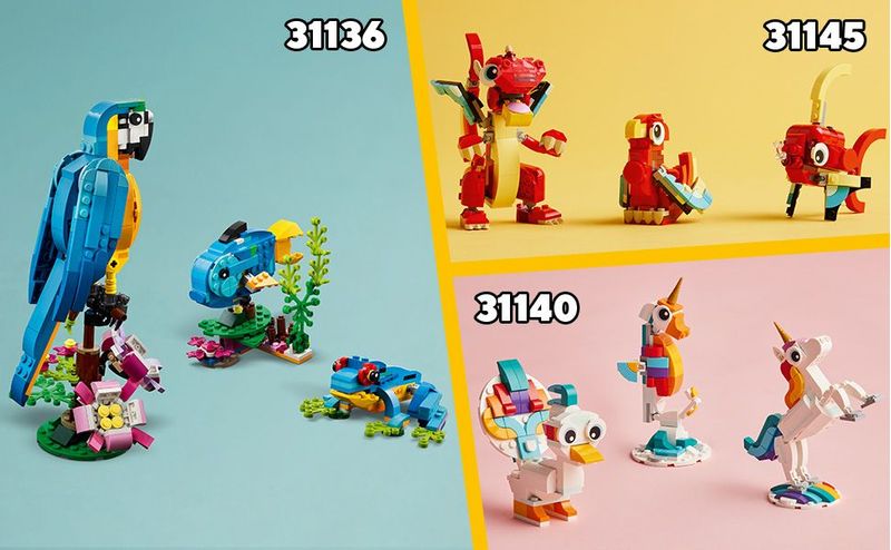 LEGO-Creator-31145-3in1-Drago-Rosso-Giochi-per-Bambini-di-6--Anni-Action-Figure-Ricostruibile-in-Pesce-e-Fenice-Giocattolo