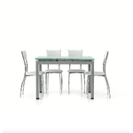 Konte.Design Tavolo Rapallo in metallo grigio e piano in vetro bianco allungabile 110x70cm