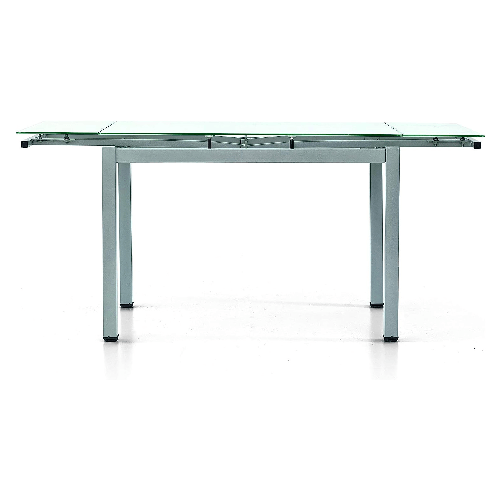 Konte.Design-Tavolo-Rapallo-in-metallo-grigio-e-piano-in-vetro-bianco-allungabile-110x70cm