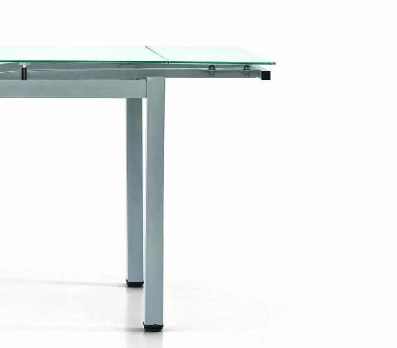 Konte.Design-Tavolo-Rapallo-in-metallo-grigio-e-piano-in-vetro-bianco-allungabile-110x70cm