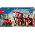 LEGO City 60414 Caserma dei Pompieri e Autopompa con Camion Giocattolo, 6 Minifigure, Cane e Accessori