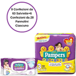 Pampers progressi pannolini 3 midi 4 confezioni + sensitive salviette
