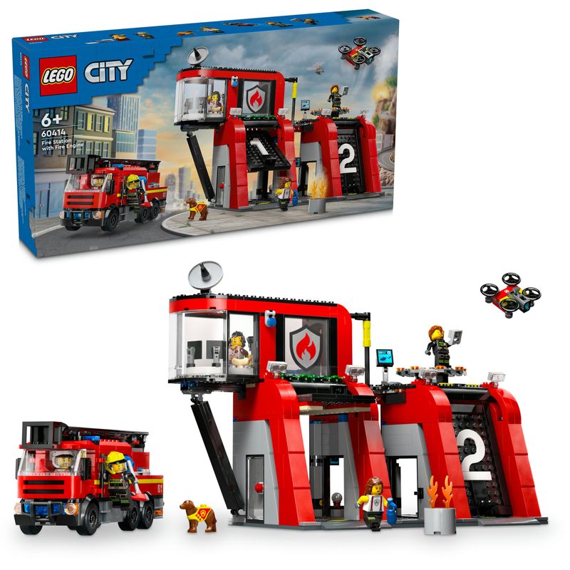 LEGO-City-60414-Caserma-dei-Pompieri-e-Autopompa-con-Camion-Giocattolo-6-Minifigure-Cane-e-Accessori-Gioco-per-Bambini-6-