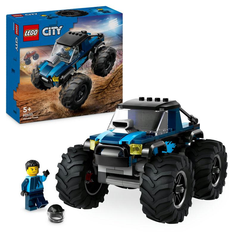 LEGO-City-60402-Monster-Truck-Blu-Veicolo-Giocattolo-Fuoristrada-Giochi-per-Bambini-di-5--Anni-con-Minifigure-del-Pilota