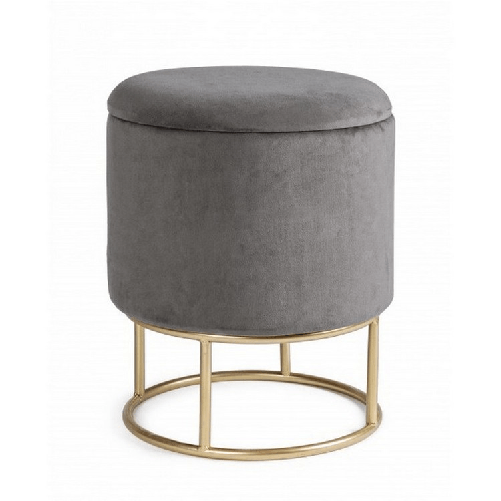 Konte.Design Pouf contenitore Polina effetto velluto grigio
