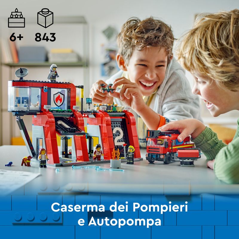 LEGO-City-60414-Caserma-dei-Pompieri-e-Autopompa-con-Camion-Giocattolo-6-Minifigure-Cane-e-Accessori-Gioco-per-Bambini-6-