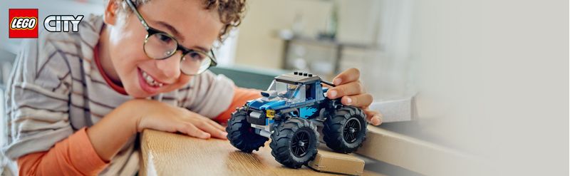 LEGO-City-60402-Monster-Truck-Blu-Veicolo-Giocattolo-Fuoristrada-Giochi-per-Bambini-di-5--Anni-con-Minifigure-del-Pilota