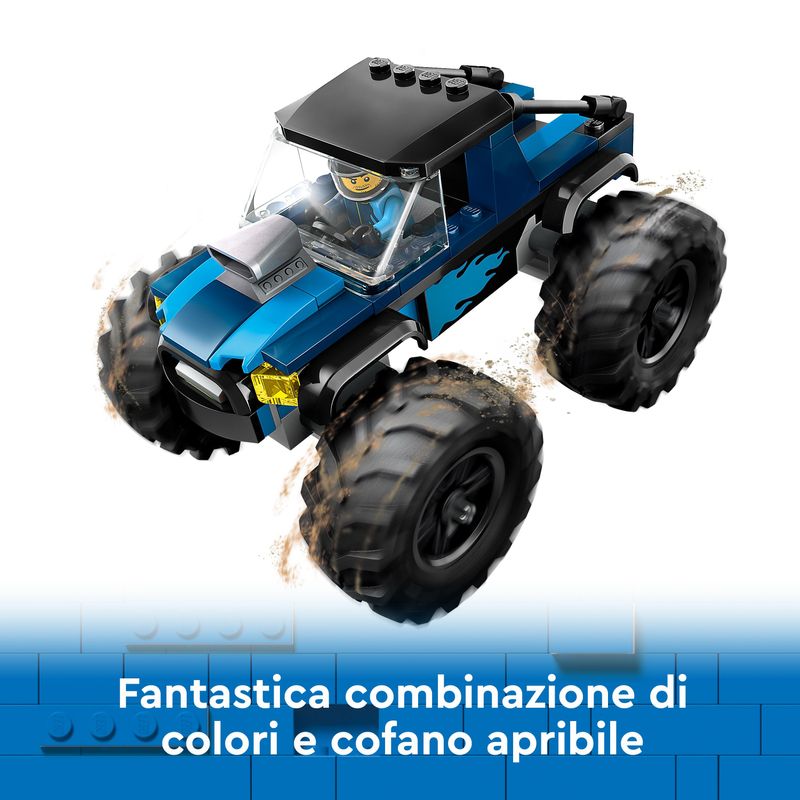 LEGO-City-60402-Monster-Truck-Blu-Veicolo-Giocattolo-Fuoristrada-Giochi-per-Bambini-di-5--Anni-con-Minifigure-del-Pilota