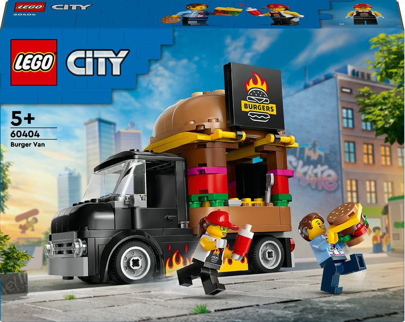 LEGO-City-60404-Furgone-degli-Hamburger-Giocattolo-Veicolo-per-Bambini-5--Anni-Camion-Food-Truck-con-Accessori-e-2-Minifigure