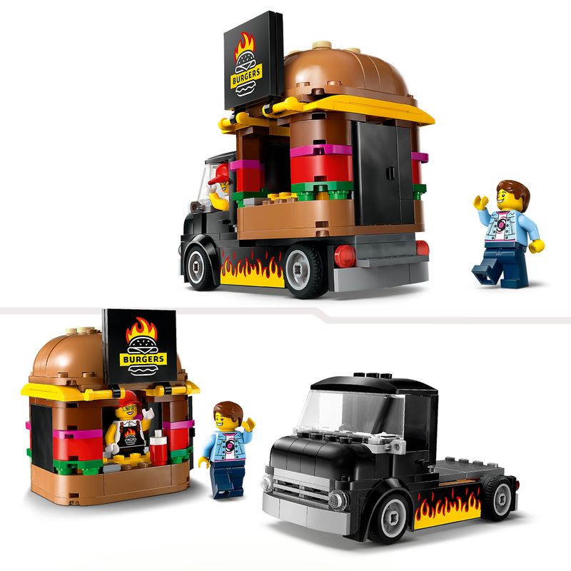 LEGO-City-60404-Furgone-degli-Hamburger-Giocattolo-Veicolo-per-Bambini-5--Anni-Camion-Food-Truck-con-Accessori-e-2-Minifigure