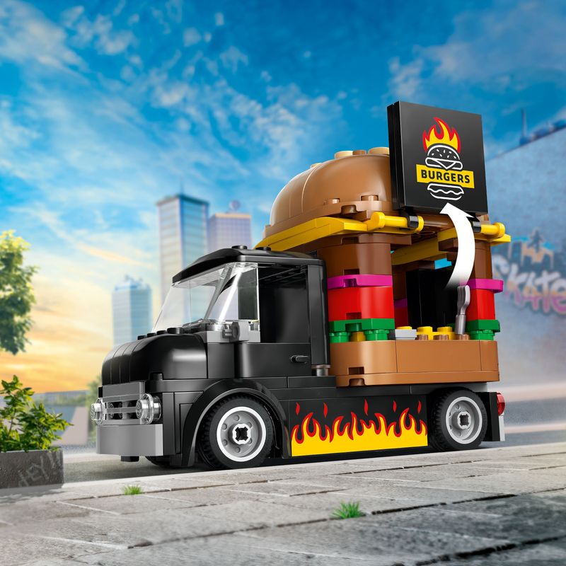 LEGO-City-60404-Furgone-degli-Hamburger-Giocattolo-Veicolo-per-Bambini-5--Anni-Camion-Food-Truck-con-Accessori-e-2-Minifigure