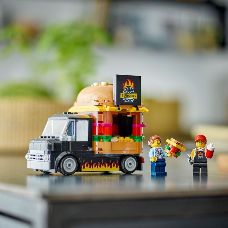 LEGO-City-60404-Furgone-degli-Hamburger-Giocattolo-Veicolo-per-Bambini-5--Anni-Camion-Food-Truck-con-Accessori-e-2-Minifigure