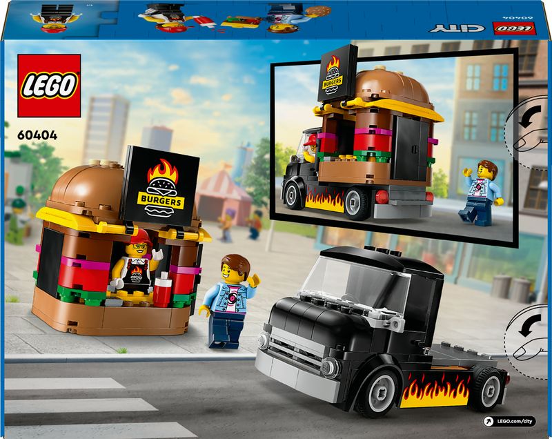 LEGO-City-60404-Furgone-degli-Hamburger-Giocattolo-Veicolo-per-Bambini-5--Anni-Camion-Food-Truck-con-Accessori-e-2-Minifigure