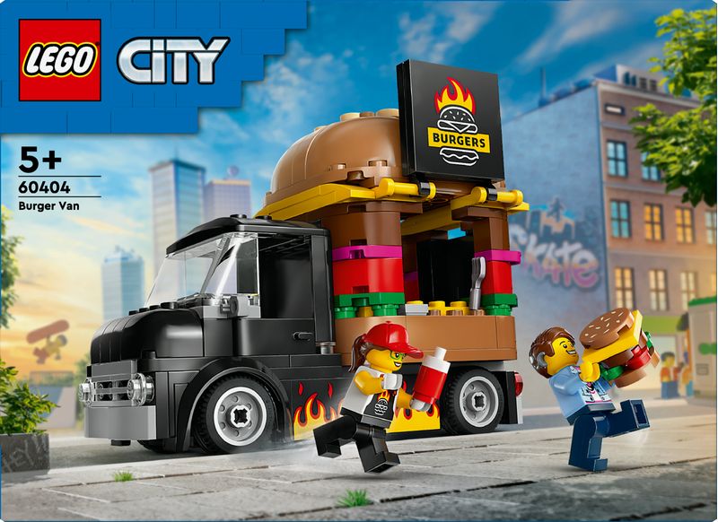 LEGO-City-60404-Furgone-degli-Hamburger-Giocattolo-Veicolo-per-Bambini-5--Anni-Camion-Food-Truck-con-Accessori-e-2-Minifigure