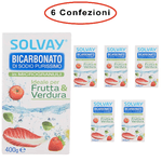 Solvay bicarbonato di sodio ideale per frutta &amp; verdura e superfici 6 confezioni da 400 grammi