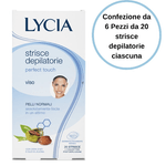 Lycia strisce depilatorie viso perfect touch confezione da 6 pezzi da 20 strisce