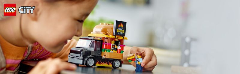 LEGO-City-60404-Furgone-degli-Hamburger-Giocattolo-Veicolo-per-Bambini-5--Anni-Camion-Food-Truck-con-Accessori-e-2-Minifigure