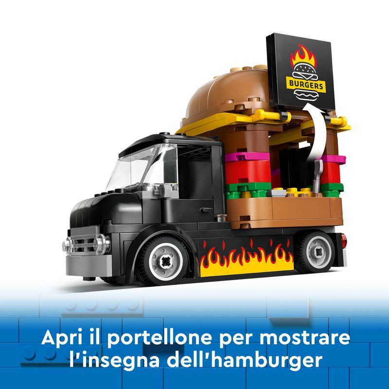 LEGO-City-60404-Furgone-degli-Hamburger-Giocattolo-Veicolo-per-Bambini-5--Anni-Camion-Food-Truck-con-Accessori-e-2-Minifigure