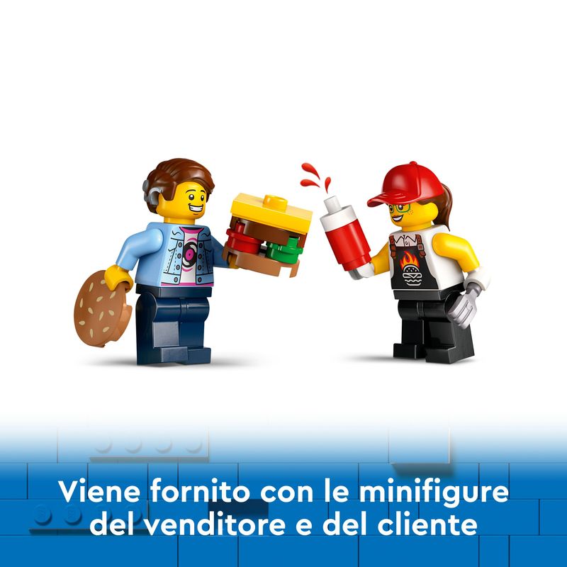 LEGO-City-60404-Furgone-degli-Hamburger-Giocattolo-Veicolo-per-Bambini-5--Anni-Camion-Food-Truck-con-Accessori-e-2-Minifigure