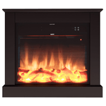 MPC  Caminetto Elettrico Mpc Camillo Xxl Nero 75cm Legno Nero 750w1500w Effetto Fiamma Led Realistico