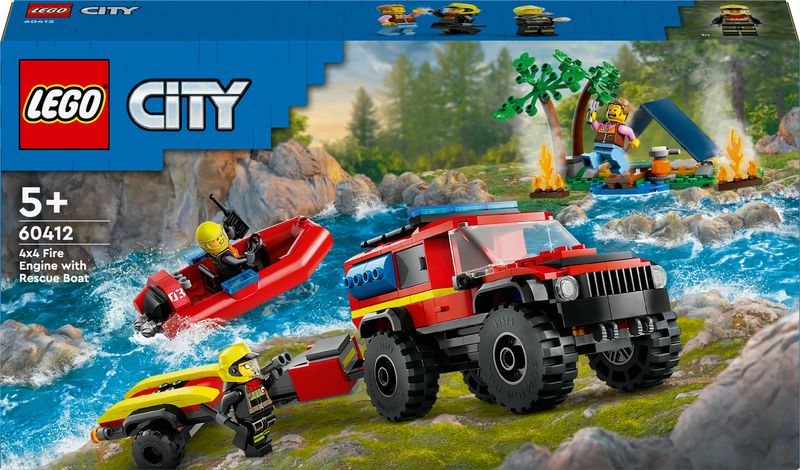 LEGO-City-60412-Fuoristrada-Antincendio-e-Gommone-di-Salvataggio-Camion-dei-Pompieri-Giocattolo-Giochi-per-Bambini-5--Anni