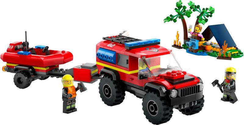 LEGO-City-60412-Fuoristrada-Antincendio-e-Gommone-di-Salvataggio-Camion-dei-Pompieri-Giocattolo-Giochi-per-Bambini-5--Anni