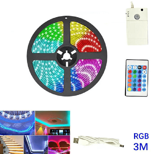 STRISCIA-LED-CON-SENSORE-MOVIMENTO-A-INFRAROSSI-USB-BATTERIA-3M-RGB-TE-B0453