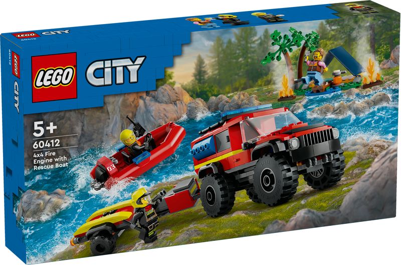 LEGO-City-60412-Fuoristrada-Antincendio-e-Gommone-di-Salvataggio-Camion-dei-Pompieri-Giocattolo-Giochi-per-Bambini-5--Anni