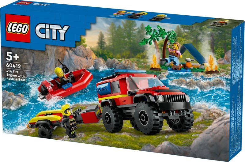 LEGO-City-60412-Fuoristrada-Antincendio-e-Gommone-di-Salvataggio-Camion-dei-Pompieri-Giocattolo-Giochi-per-Bambini-5--Anni