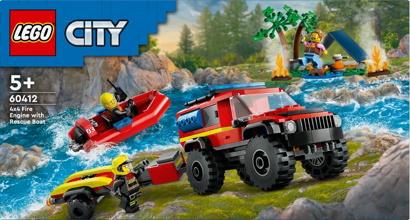 LEGO-City-60412-Fuoristrada-Antincendio-e-Gommone-di-Salvataggio-Camion-dei-Pompieri-Giocattolo-Giochi-per-Bambini-5--Anni