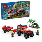 LEGO-City-60412-Fuoristrada-Antincendio-e-Gommone-di-Salvataggio-Camion-dei-Pompieri-Giocattolo-Giochi-per-Bambini-5--Anni