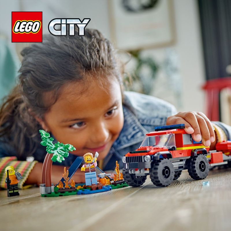 LEGO-City-60412-Fuoristrada-Antincendio-e-Gommone-di-Salvataggio-Camion-dei-Pompieri-Giocattolo-Giochi-per-Bambini-5--Anni