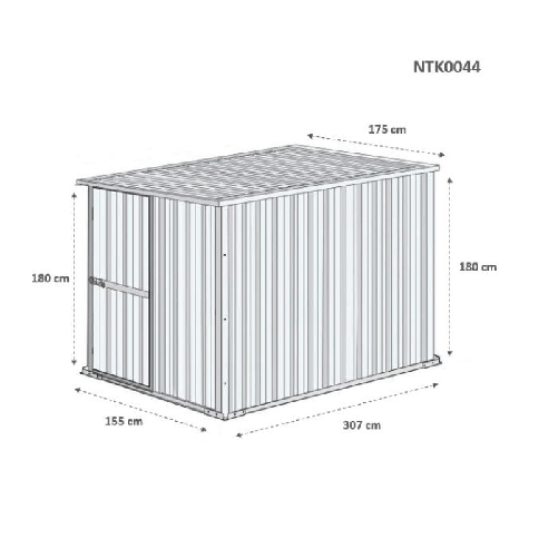 Box-in-Acciaio-Zincato-175x307cm-x-h1.82m---95KG---54mq-casetta-lamiera-attrezzi---BIANCO