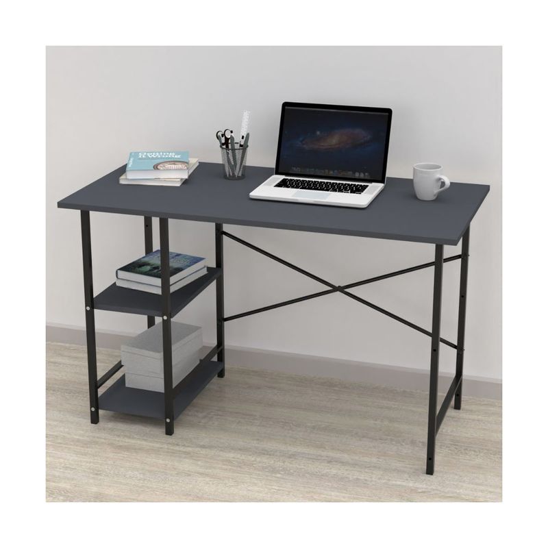 Scrivania-Antracite-120x60-cm-Legno-Truciolare-e-Metallo-per-Camera