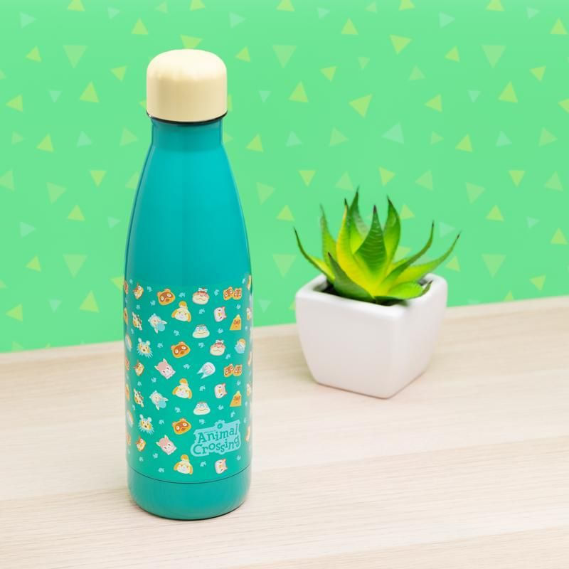 Paladone-Animal-Crossing-Metal-Water-Bottle-Uso-quotidiano-460-ml-Acciaio-inossidabile-Colore-acqua