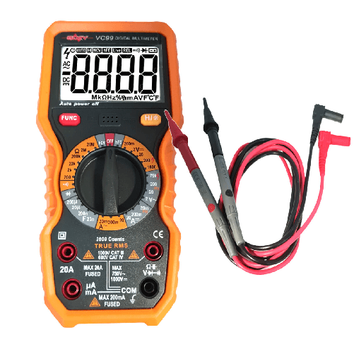 TESTER MULTIMETRO DIGITALE PUNTALI RILEVATORE AMPERE FARAD OHM VC99 AC DC 1000V
