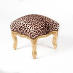 Pouff Poggiapiedi in Legno e Tessuto Leopardato Quadrato Chic Atelier Moda