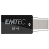 Emtec-T260C-unita-flash-USB-64-GB-USB-Type-A---USB-Type-C-3.2-Gen-1--3.1-Gen-1--Nero-Acciaio-inossidabile