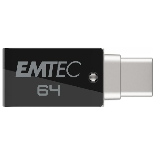 Emtec-T260C-unita-flash-USB-64-GB-USB-Type-A---USB-Type-C-3.2-Gen-1--3.1-Gen-1--Nero-Acciaio-inossidabile
