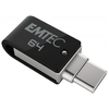 Emtec-T260C-unita-flash-USB-64-GB-USB-Type-A---USB-Type-C-3.2-Gen-1--3.1-Gen-1--Nero-Acciaio-inossidabile