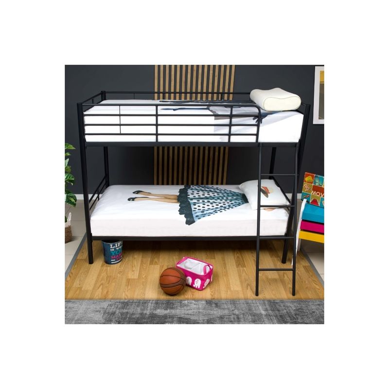 Struttura-Letto-a-Castello-199x97x160-cm-in-Metallo-Nero