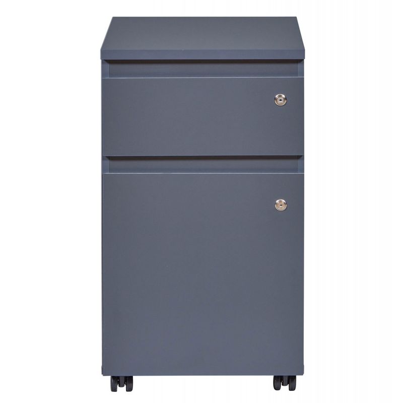 Cassettiera-da-Scrivania-Ufficio-Cameretta-Grigia-con-Cassetto-Ruote