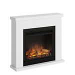 Caminetto Elettrico da Pavimento Tagu Frode con Cornice in Legno Bianco Moderno