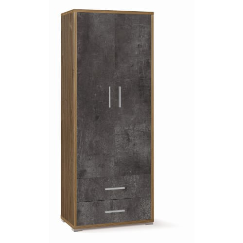 Armadio-2-Ante-con-Cassetti-Noce-Nero-Documenti-Ufficio-Mobile-in-Legno