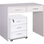 Scrivania-90-cm-Cassetti-in-Legno-Bianco-Salvaspazio-Moderna-da-Ufficio