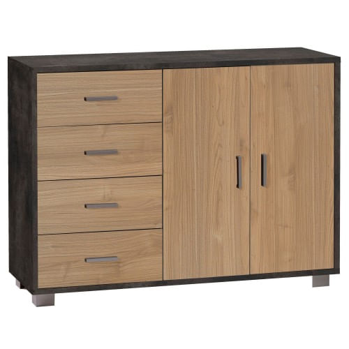 Mobile-Nero-Noce-Credenza-Bassa-Madia-2-Ante-4-Cassetti-Salone-Ufficio