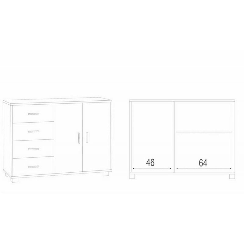 Mobile-Nero-Noce-Credenza-Bassa-Madia-2-Ante-4-Cassetti-Salone-Ufficio