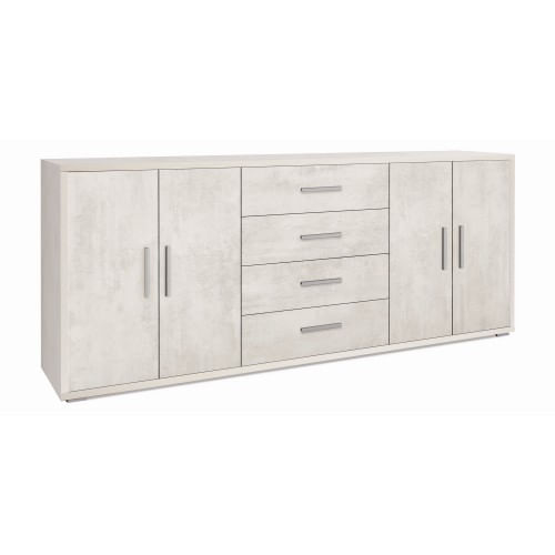 Credenza-Bianco-Armadio-200-cm-4-Ante-4-Cassetti-Basso-in-Legno-Porta-Tv